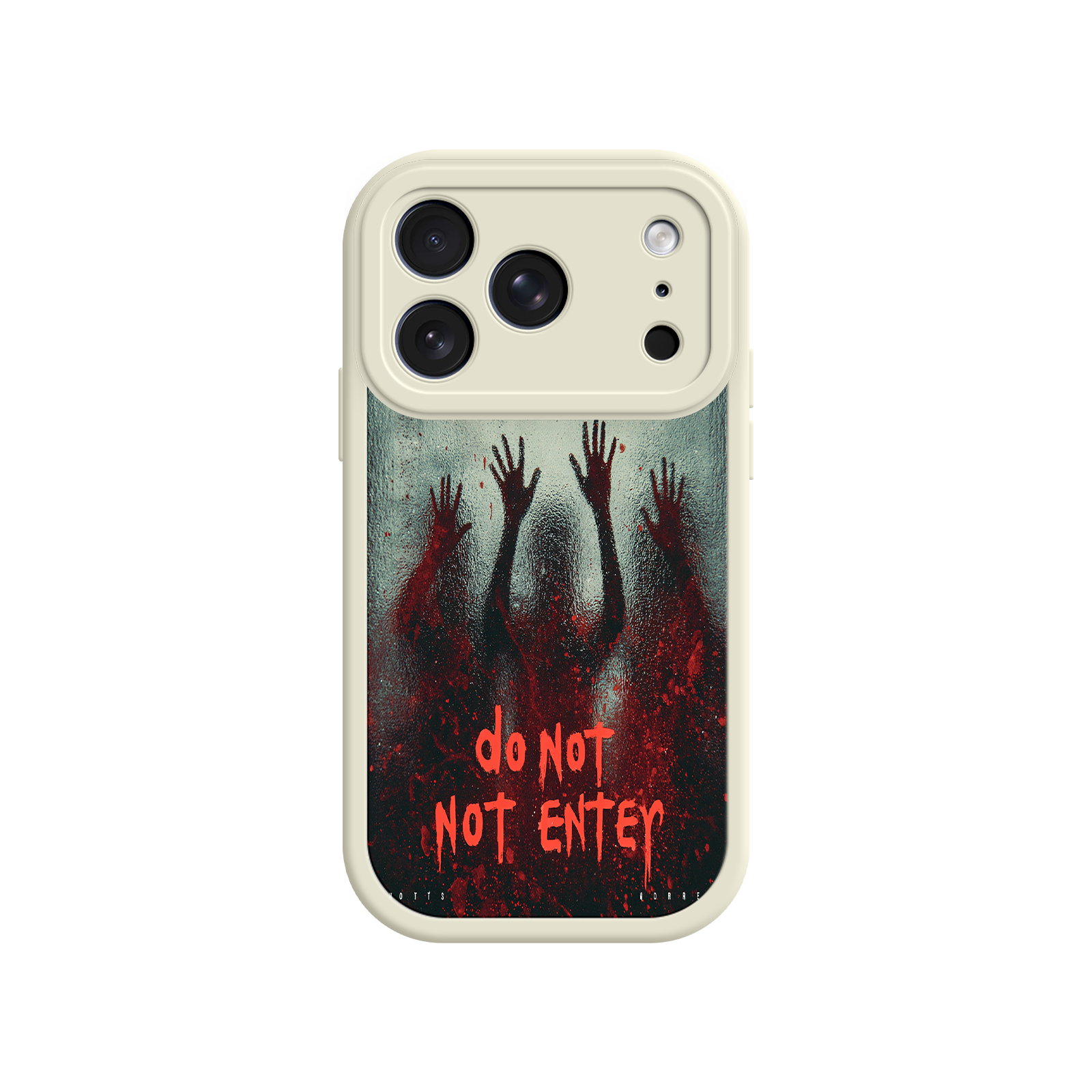Dark phone case with blood splatter and shadow hands