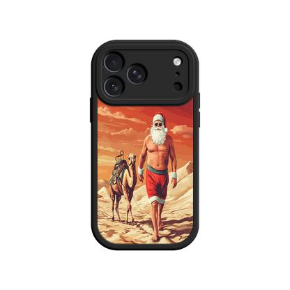 #MC0028 Factory Wholesale Desert Santa iPhone 17 Case – Funny Christmas Design, Muscular Santa & Camel, Holiday Heat Vibes