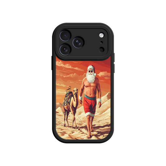 #MC0028 Factory Wholesale Desert Santa iPhone 17 Case – Funny Christmas Design, Muscular Santa & Camel, Holiday Heat Vibes