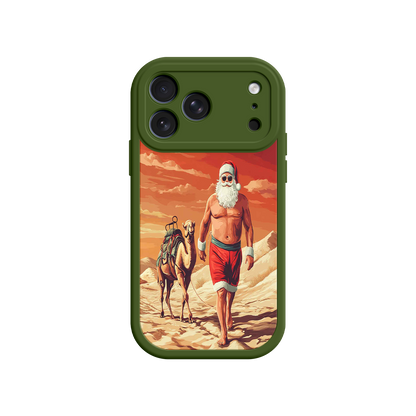 #MC0028 Factory Wholesale Desert Santa iPhone 17 Case – Funny Christmas Design, Muscular Santa & Camel, Holiday Heat Vibes
