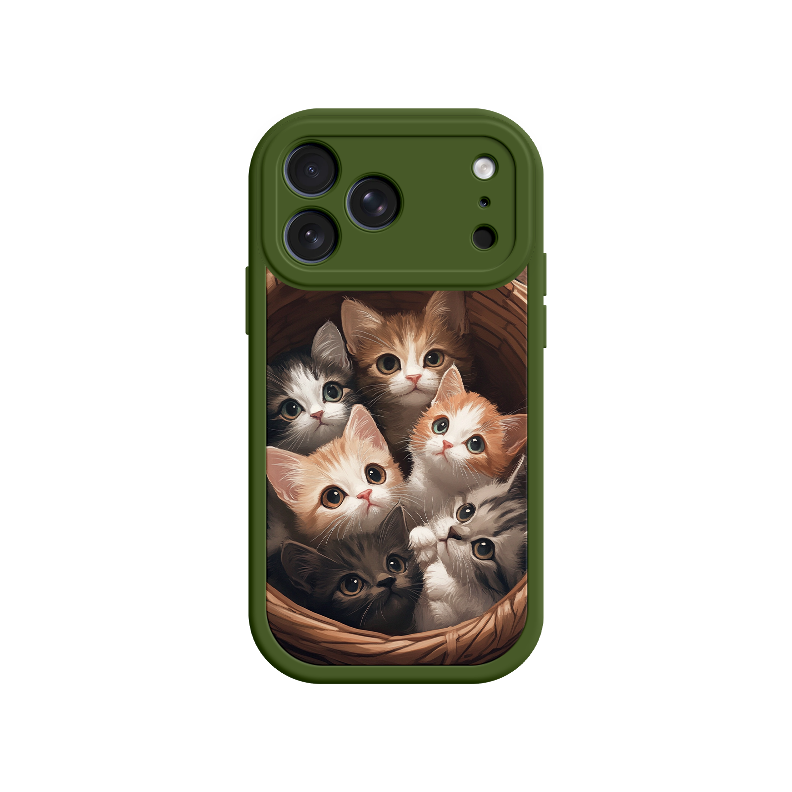 Animal print phone case with group of kittens