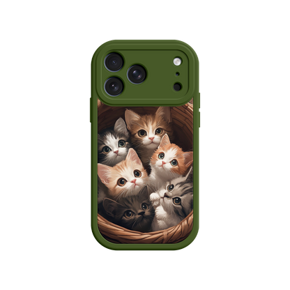 Animal print phone case with group of kittens
