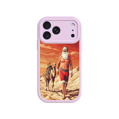 #MC0028 Factory Wholesale Desert Santa iPhone 17 Case – Funny Christmas Design, Muscular Santa & Camel, Holiday Heat Vibes