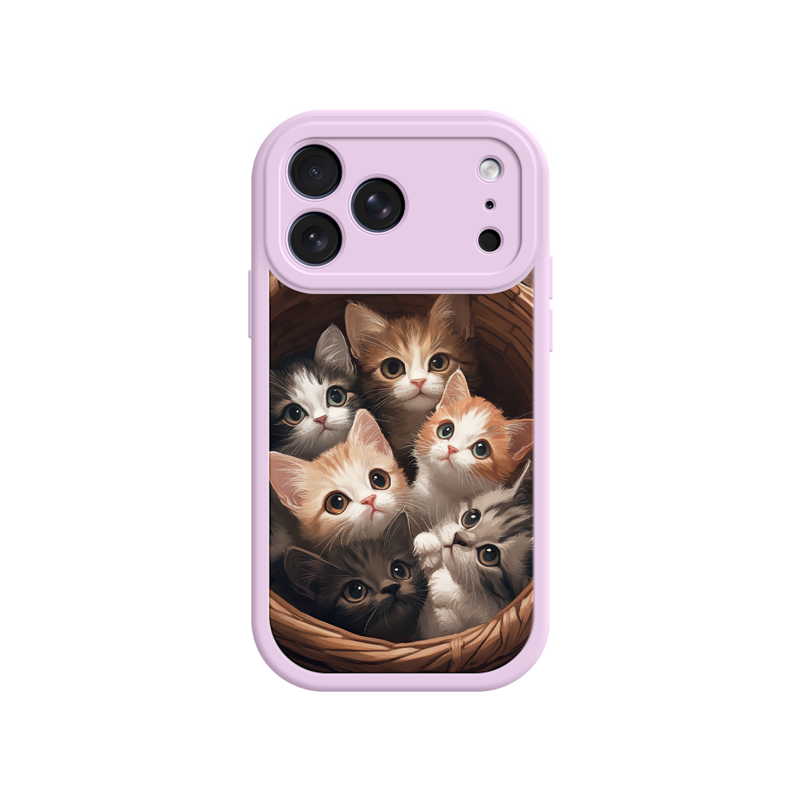 Cute cat phone case with basket of kittens