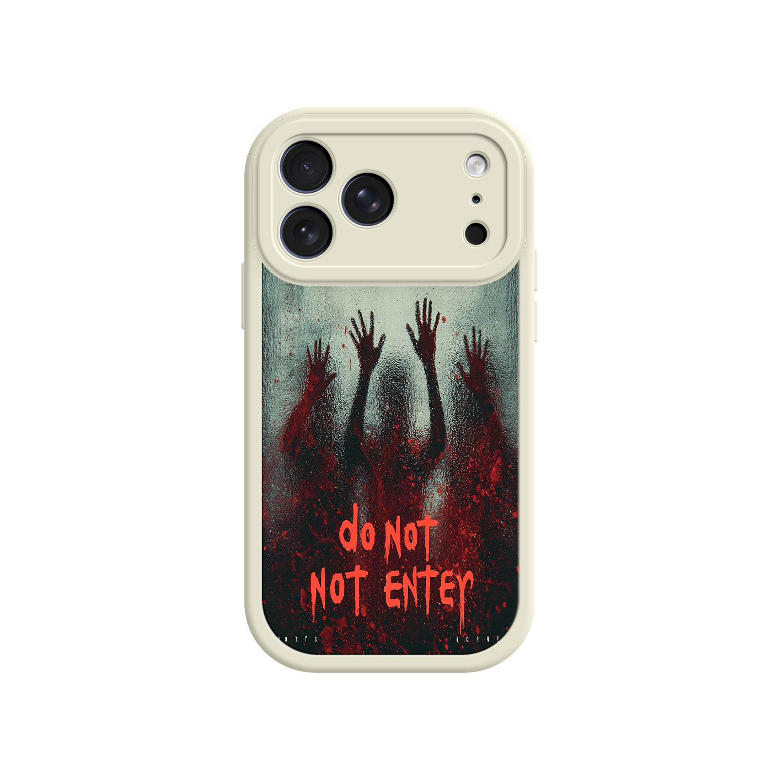 Thriller-themed phone case with silhouetted hands design