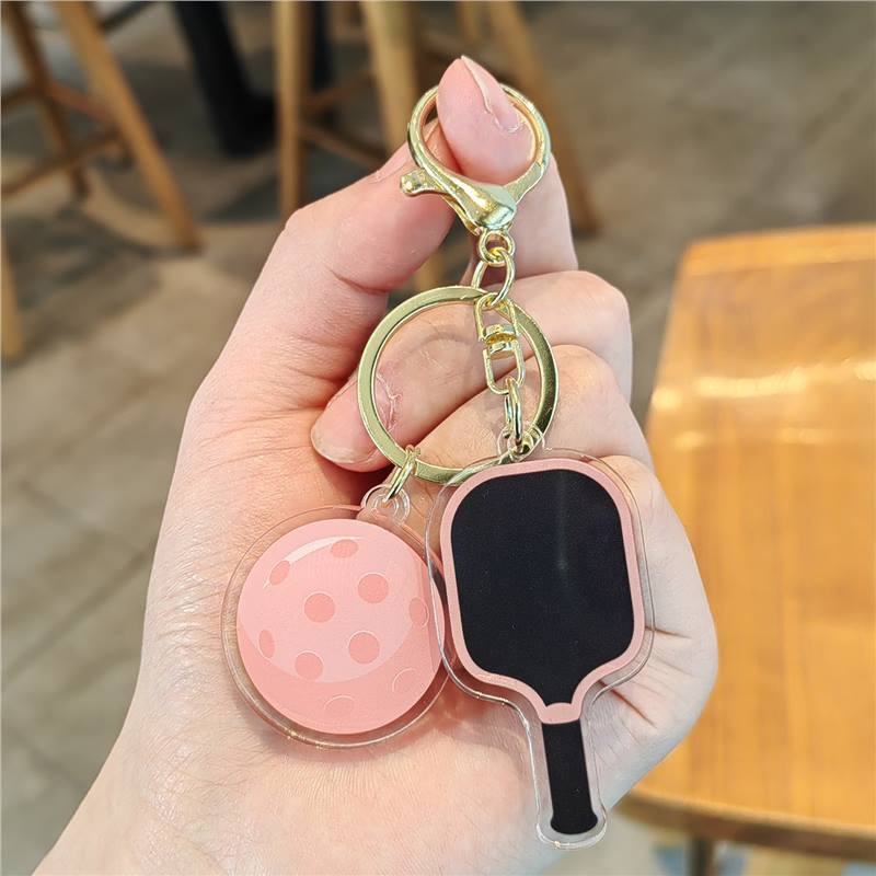 #C00011 Pickleball Keychain Charm Set – Mini Paddle, Ball & Wrist Strap Accessory for Players & Sports Lovers