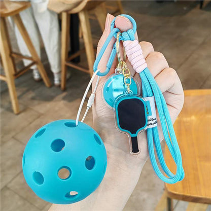 #C00011 Pickleball Keychain Charm Set – Mini Paddle, Ball & Wrist Strap Accessory for Players & Sports Lovers