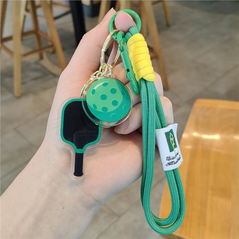 #C00011 Pickleball Keychain Charm Set – Mini Paddle, Ball & Wrist Strap Accessory for Players & Sports Lovers