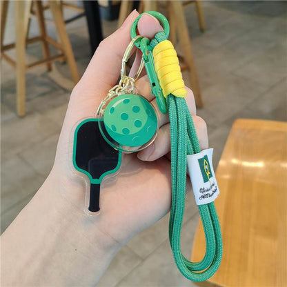 #C00011 Pickleball Keychain Charm Set – Mini Paddle, Ball & Wrist Strap Accessory for Players & Sports Lovers