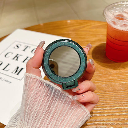#S0030 Factory Wholesale Magnetic Girls makeup mirror PopSockets Glitter phone PopGrip, cellphone stand, retractable smartphone holder, phone mount support, Foldable Kickstand, handheld accessories Folding