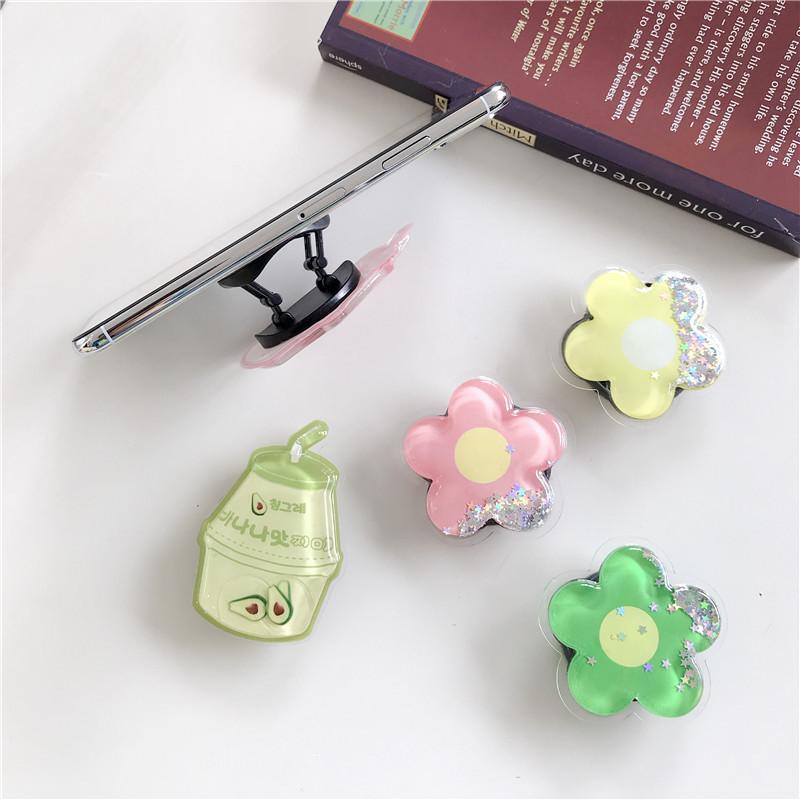 Quicksand PopSockets Desktop Airbag Glitter phone PopGrip, adjustable cellphone stand, retractable smartphone holder, phone mount support, Folding Kickstand, handheld accessories