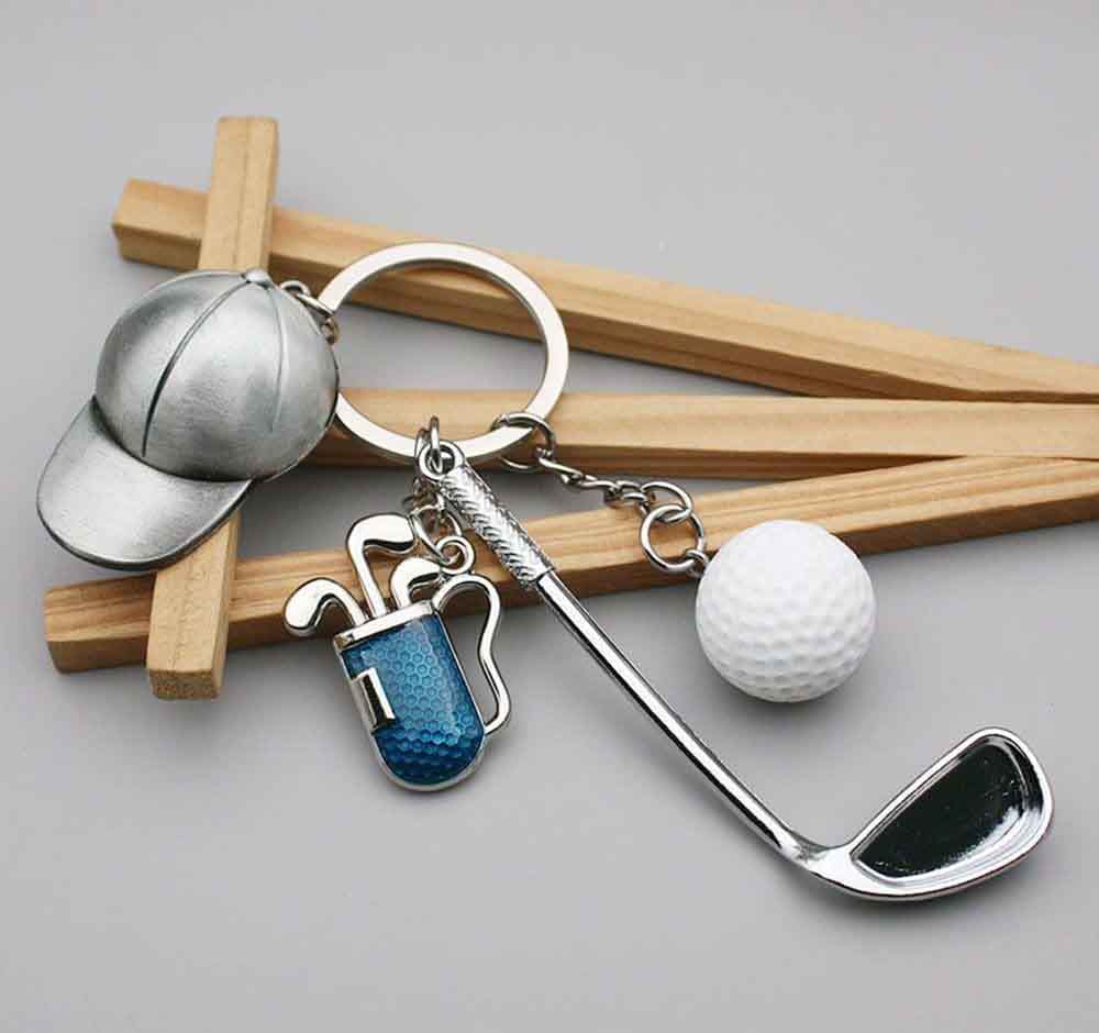 #C00004 Golf Keychain Charm Set – Mini Golf Club, Ball, Bag & Cap Accessory Gift for Golf Lovers