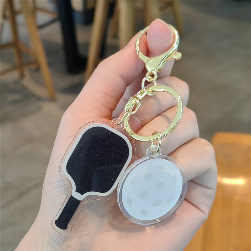 #C00011 Pickleball Keychain Charm Set – Mini Paddle, Ball & Wrist Strap Accessory for Players & Sports Lovers