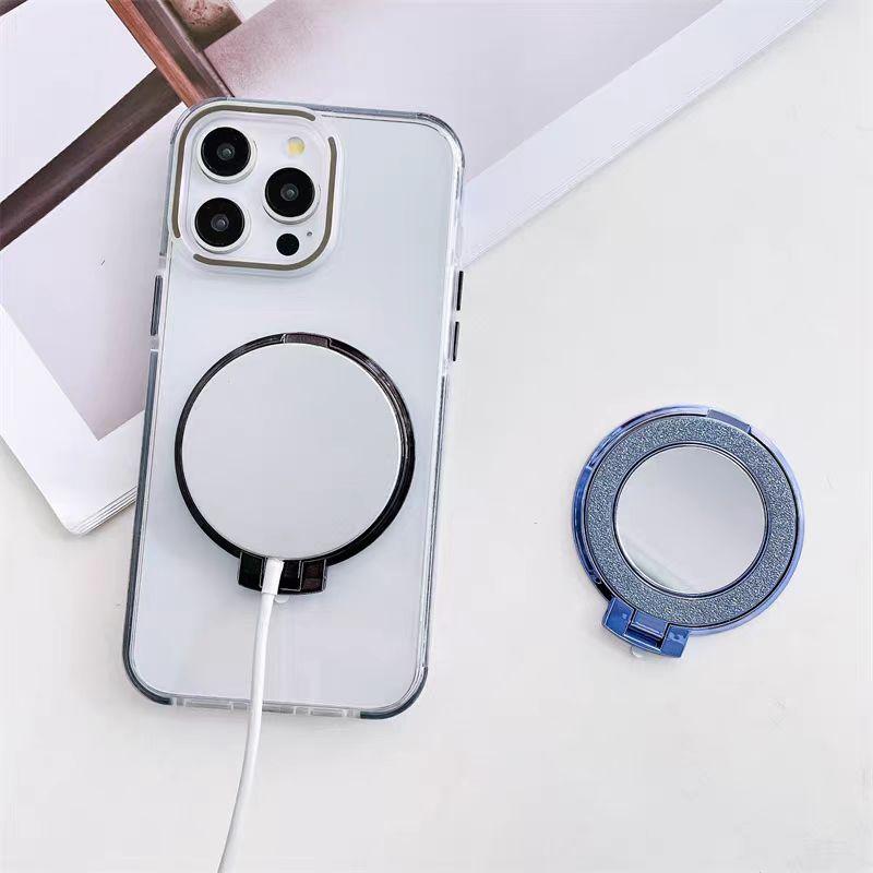 Magnetic Girls makeup mirror PopSockets Glitter phone PopGrip, cellphone stand, retractable smartphone holder, phone mount support, Foldable Kickstand, handheld accessories Folding