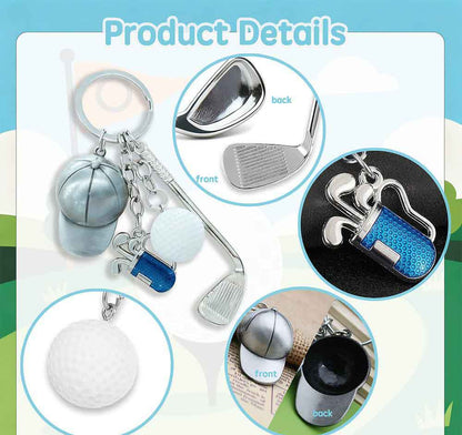 #C00004 Golf Keychain Charm Set – Mini Golf Club, Ball, Bag & Cap Accessory Gift for Golf Lovers