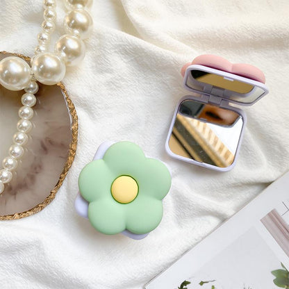 #S0025 Factory Wholesale Flower Makeup Mirror PopSockets Portable Airbag Glitter phone PopGrip, adjustable cellphone stand, retractable smartphone holder, phone mount support, Folding Kickstand, handheld accessories