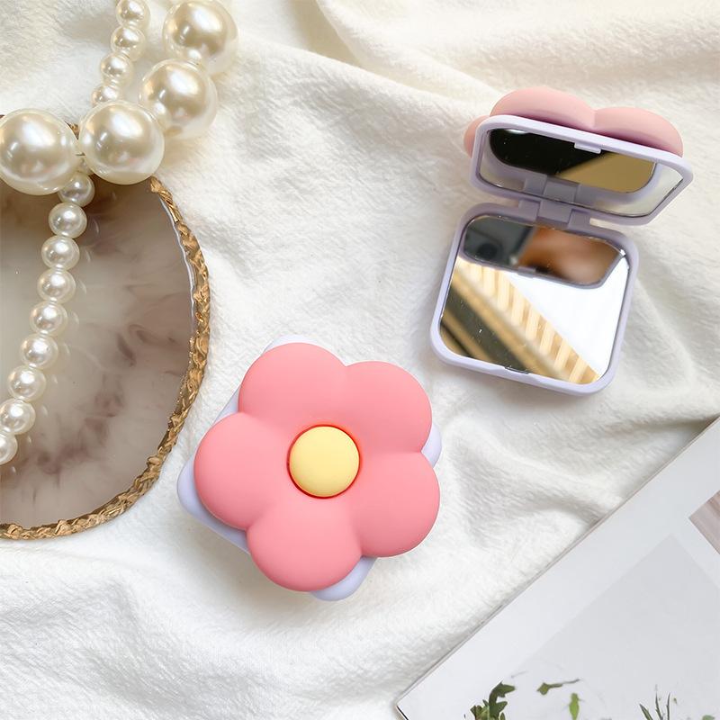 #S0025 Factory Wholesale Flower Makeup Mirror PopSockets Portable Airbag Glitter phone PopGrip, adjustable cellphone stand, retractable smartphone holder, phone mount support, Folding Kickstand, handheld accessories