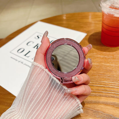 #S0030 Factory Wholesale Magnetic Girls makeup mirror PopSockets Glitter phone PopGrip, cellphone stand, retractable smartphone holder, phone mount support, Foldable Kickstand, handheld accessories Folding