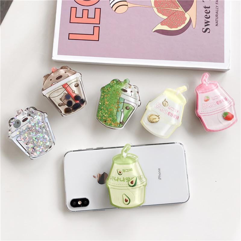 Quicksand PopSockets Desktop Airbag Glitter phone PopGrip, adjustable cellphone stand, retractable smartphone holder, phone mount support, Folding Kickstand, handheld accessories