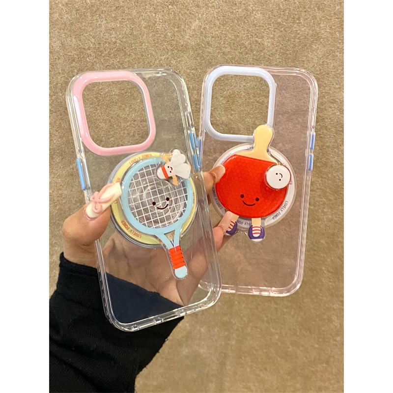 Rotatable badminton table tennis PopSockets Glitter phone PopGrip, adjustable cellphone stand, retractable smartphone holder, phone mount, Expanding Kickstand, handheld accessories case  badminton badminton  phone