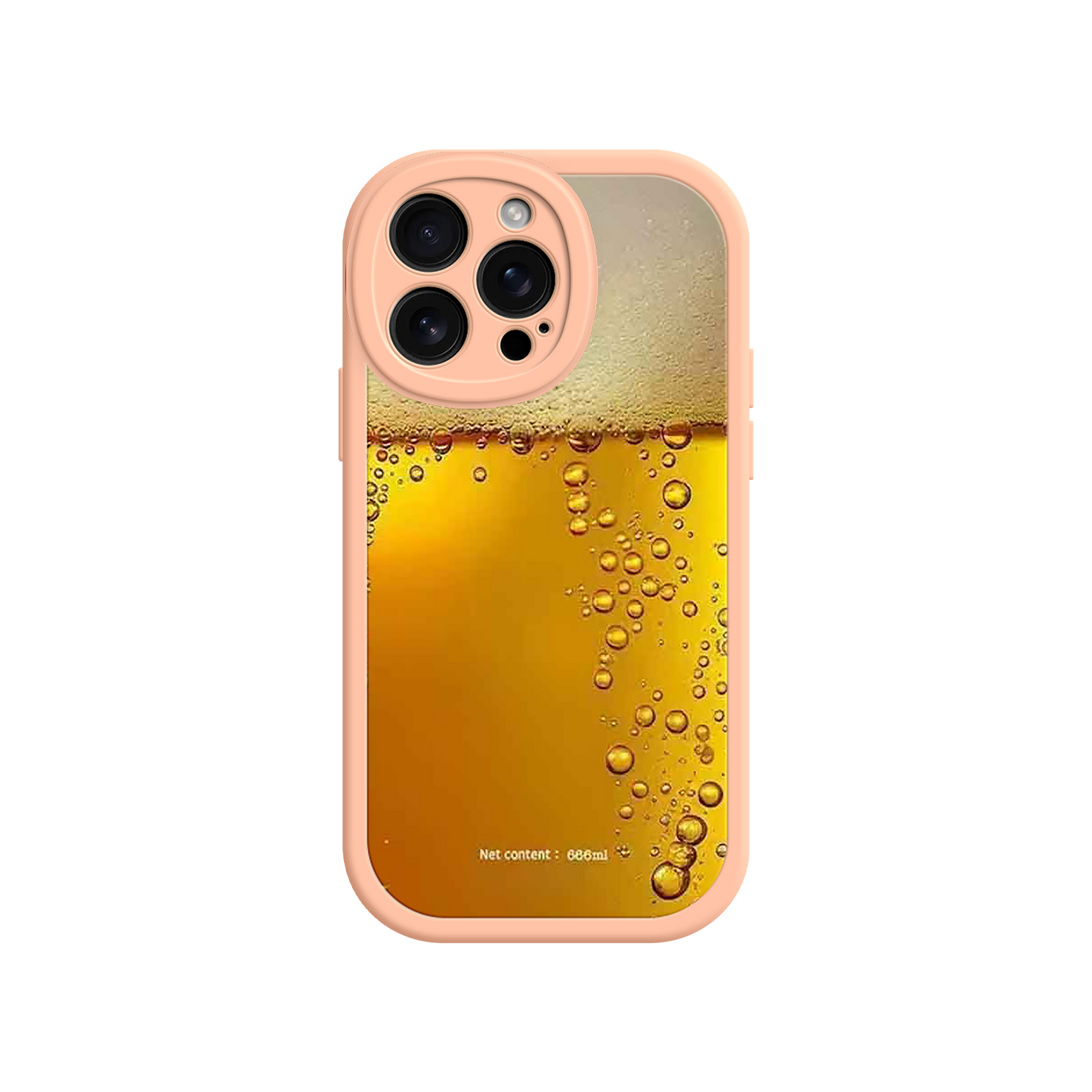Slim-fit beer phone case with golden bubbles