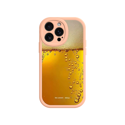 Slim-fit beer phone case with golden bubbles