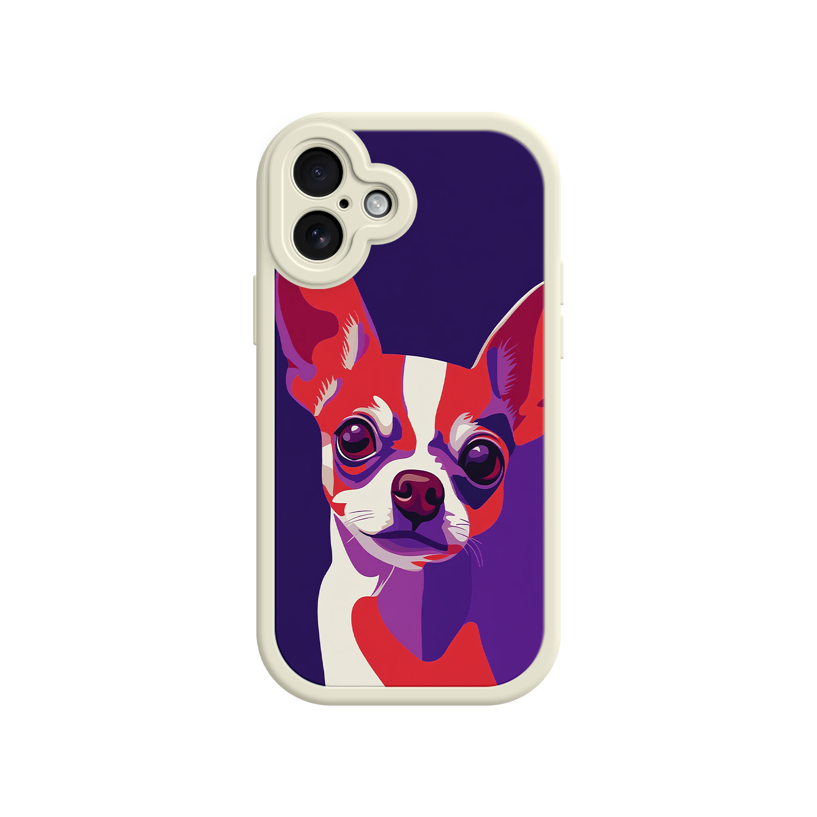 Red and purple Chihuahua phone case design