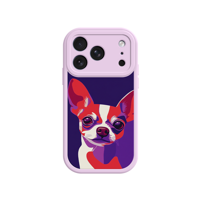 Colorful dog face phone cover with purple base