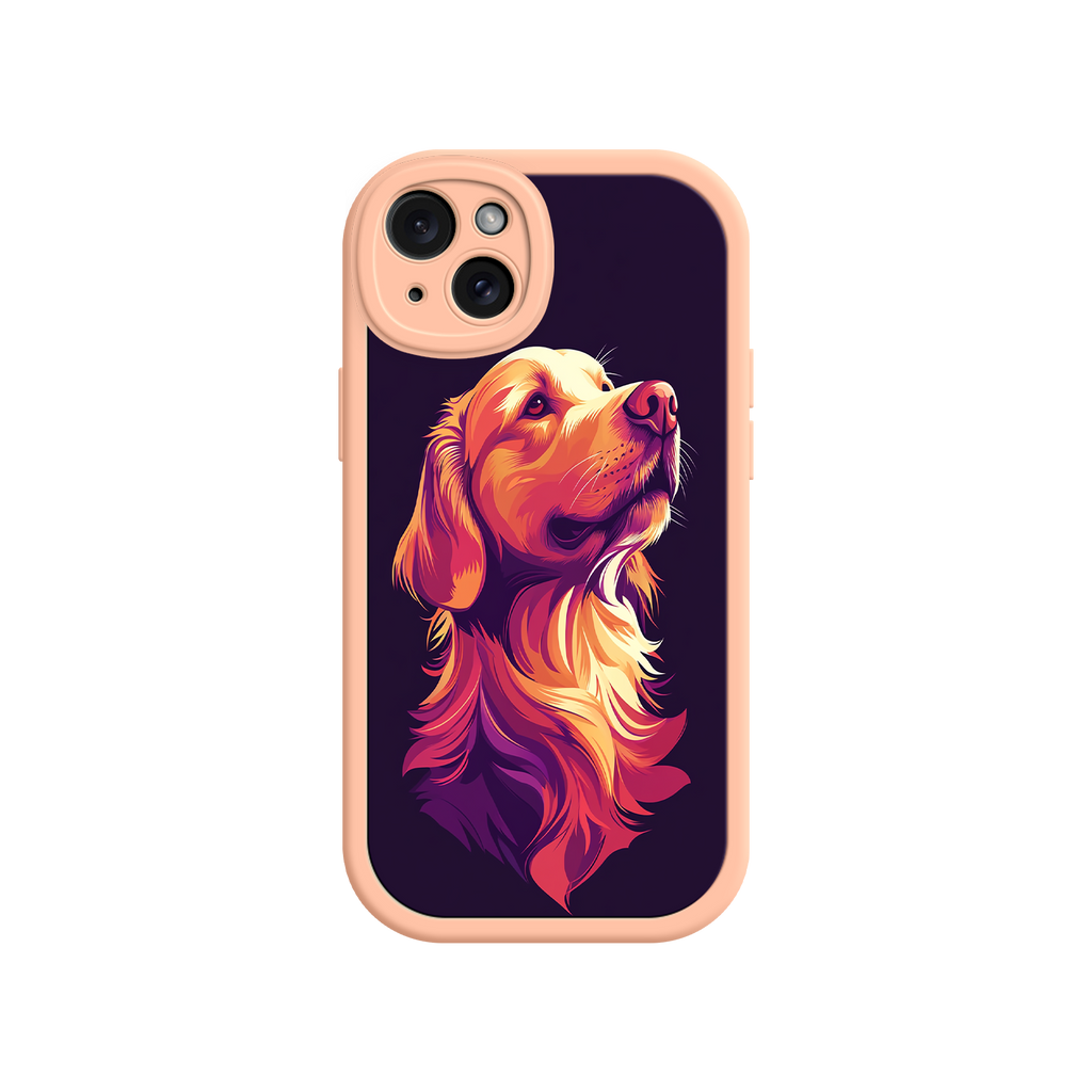 Pop culture inspired dog phone case with vivid hues