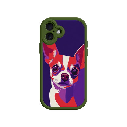 Graphic Chihuahua phone cover with purple tones