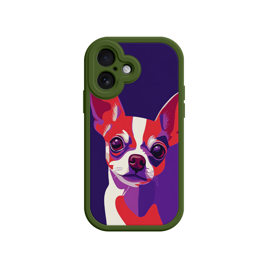 Dog art phone cover with red and white accents