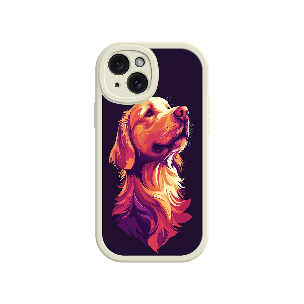 Artistic Golden Retriever phone case with deep colors