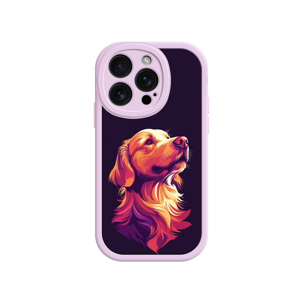 Pet-themed phone case with vibrant dog design