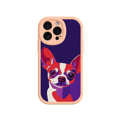 Deep purple background dog case with bold art