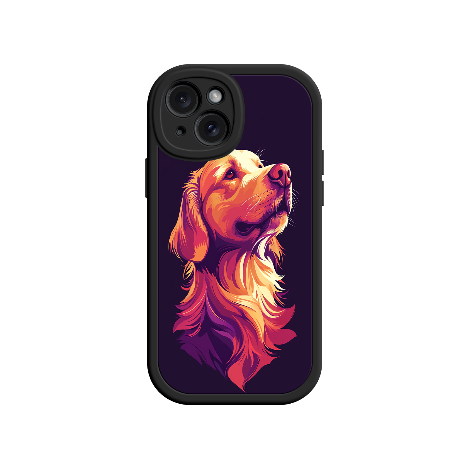 Vibrant pet portrait phone case with warm tones