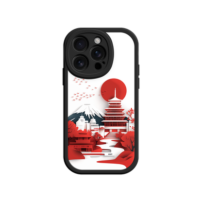 Fuji & Pagoda Japanese Landscape Phone Case - Paper Art - For iPhone 