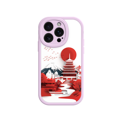 Japanese Temple Landscape Phone Case - Paper-Cut Fuji - Durable for iPhone 