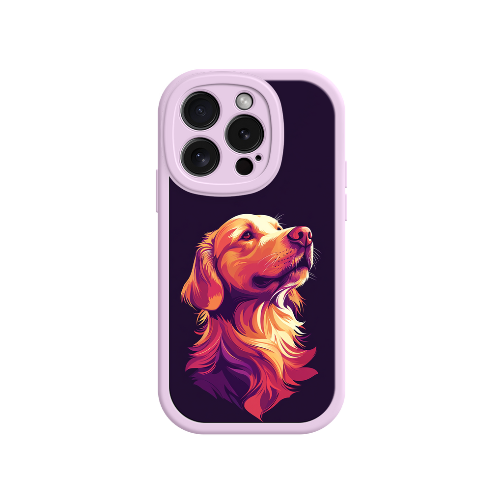 Vibrant Golden Retriever phone case with stylized fur
