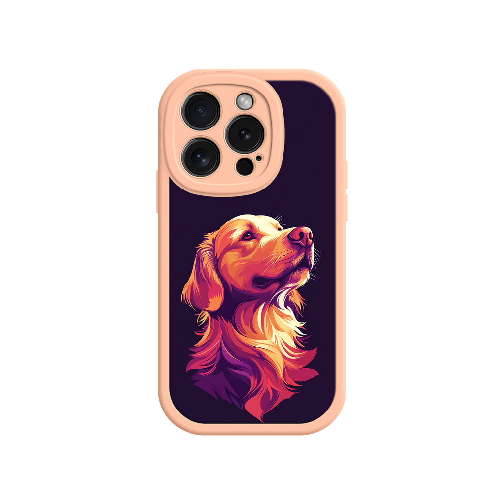 Modern dog art phone case with warm color palette