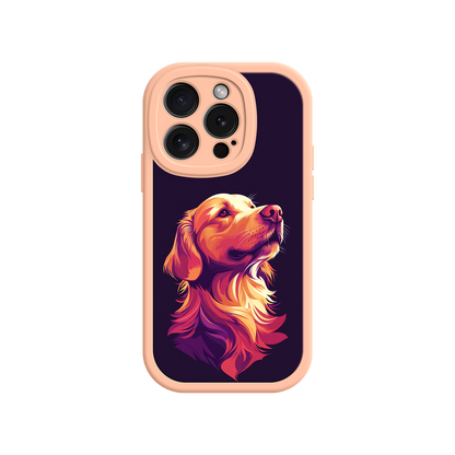 Modern dog art phone case with warm color palette
