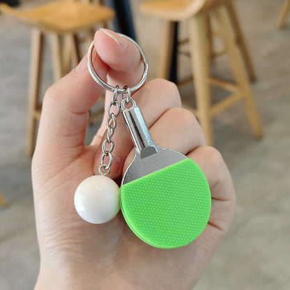 #C00014 Table Tennis Keychain Charm – Mini Ping Pong Paddle & Ball Accessory Gift for Players & Sports Lovers