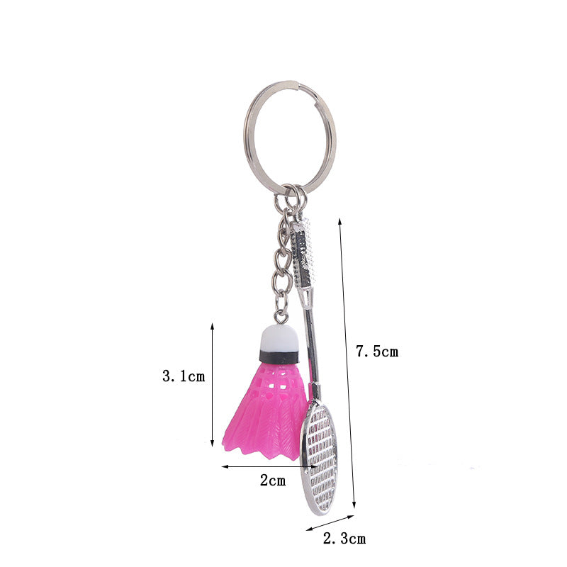#C00005 Tennis & Badminton Keychain Charms – Mini Racket with Ball or Shuttlecock Sports Accessory Gift for Players & Fans