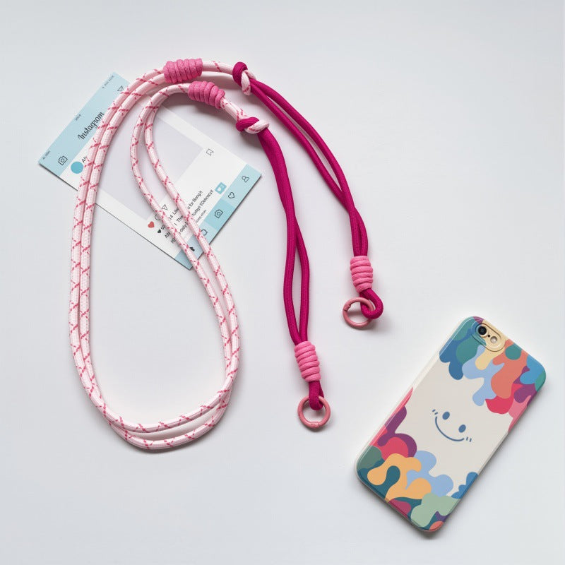 #L00022 2-in-1 Two-Tone Crossbody Phone Lanyard – Dual Ring Braided Rope Strap