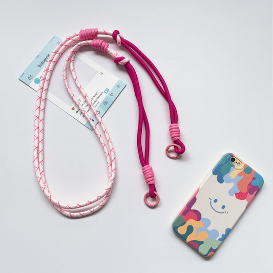 #L00022 2-in-1 Two-Tone Crossbody Phone Lanyard – Dual Ring Braided Rope Strap