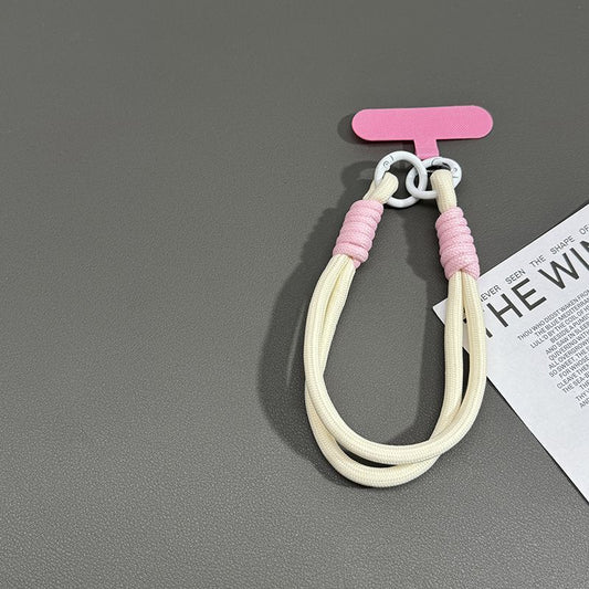#L00018 Dual-Clasp Braided Phone Wristlet Strap with Tether Patch