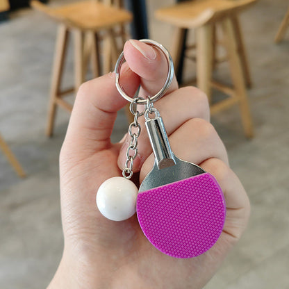 #C00014 Table Tennis Keychain Charm – Mini Ping Pong Paddle & Ball Accessory Gift for Players & Sports Lovers
