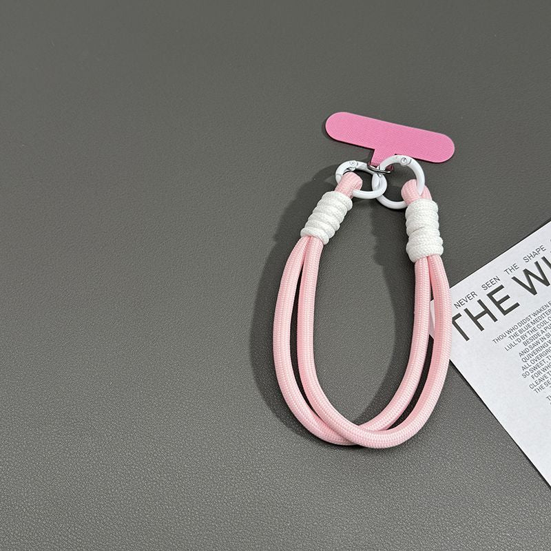 #L00018 Dual-Clasp Braided Phone Wristlet Strap with Tether Patch