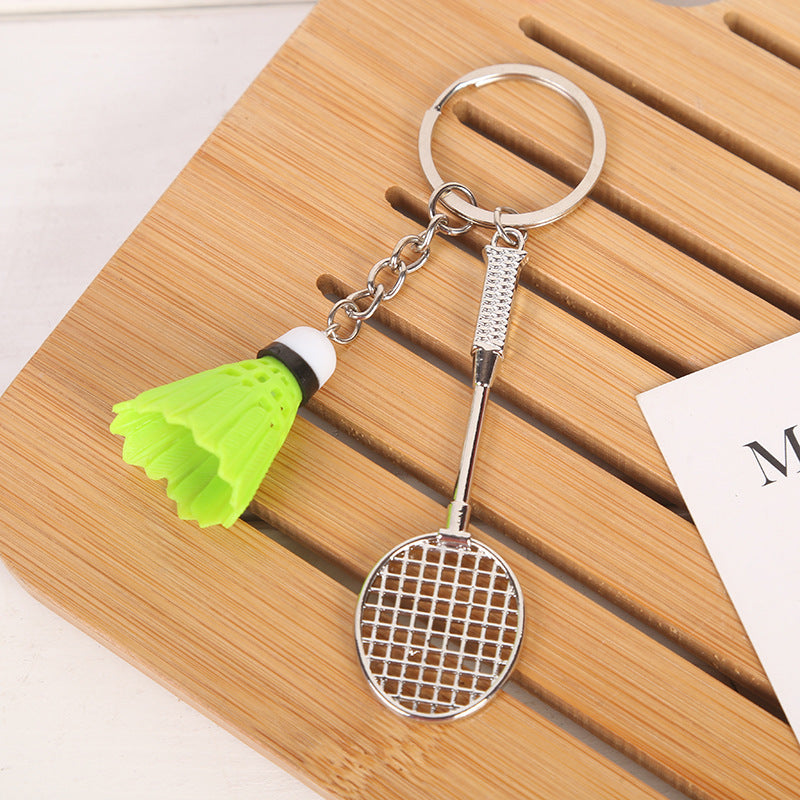 #C00005 Tennis & Badminton Keychain Charms – Mini Racket with Ball or Shuttlecock Sports Accessory Gift for Players & Fans