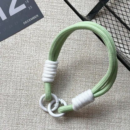 #L00008 Wholesale Cream & Yellow Braided Rope Phone Lanyard Wrist Strap Keychain