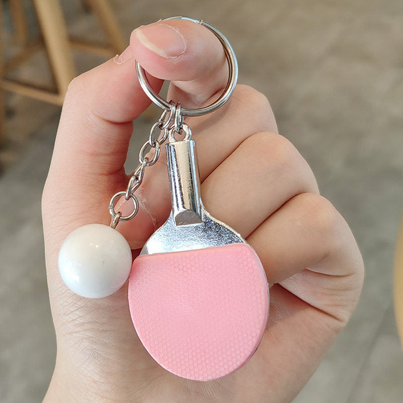 #C00014 Table Tennis Keychain Charm – Mini Ping Pong Paddle & Ball Accessory Gift for Players & Sports Lovers
